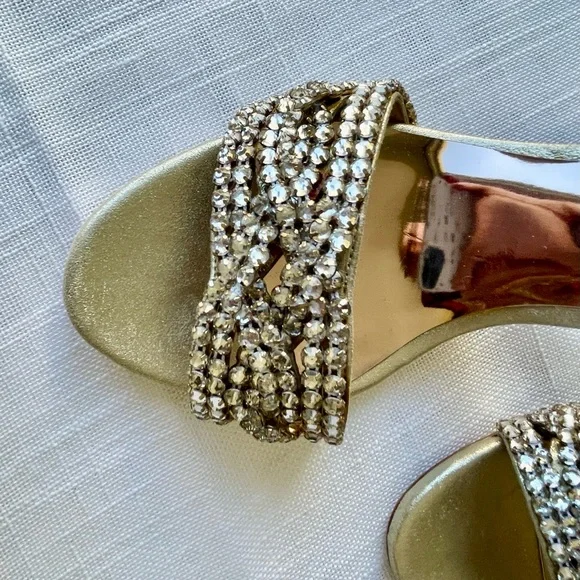 Badgley Mischka Glittering Gold Heels SIZE 7 Brand New - Picture 4 of 9